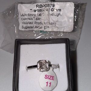 Traditional Glam Silver Ring with Lab-Created Light Topaz